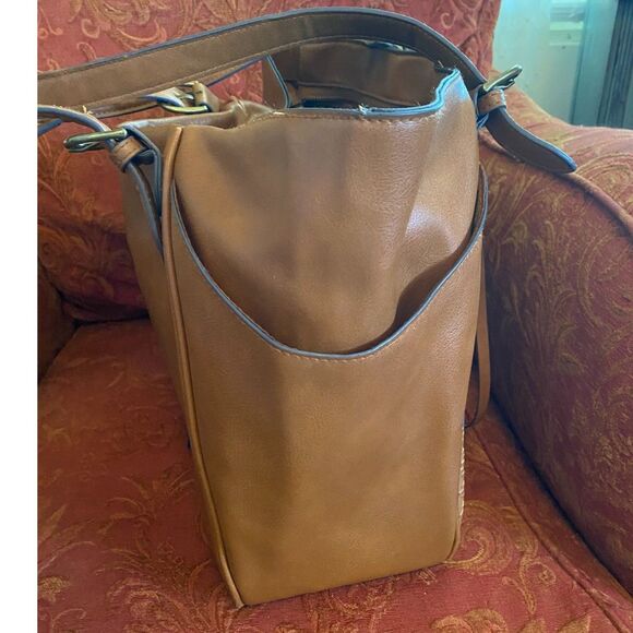 Pioneer Woman Caroline Faux Leather Handbag Tote Bag - Picture 3 of 9